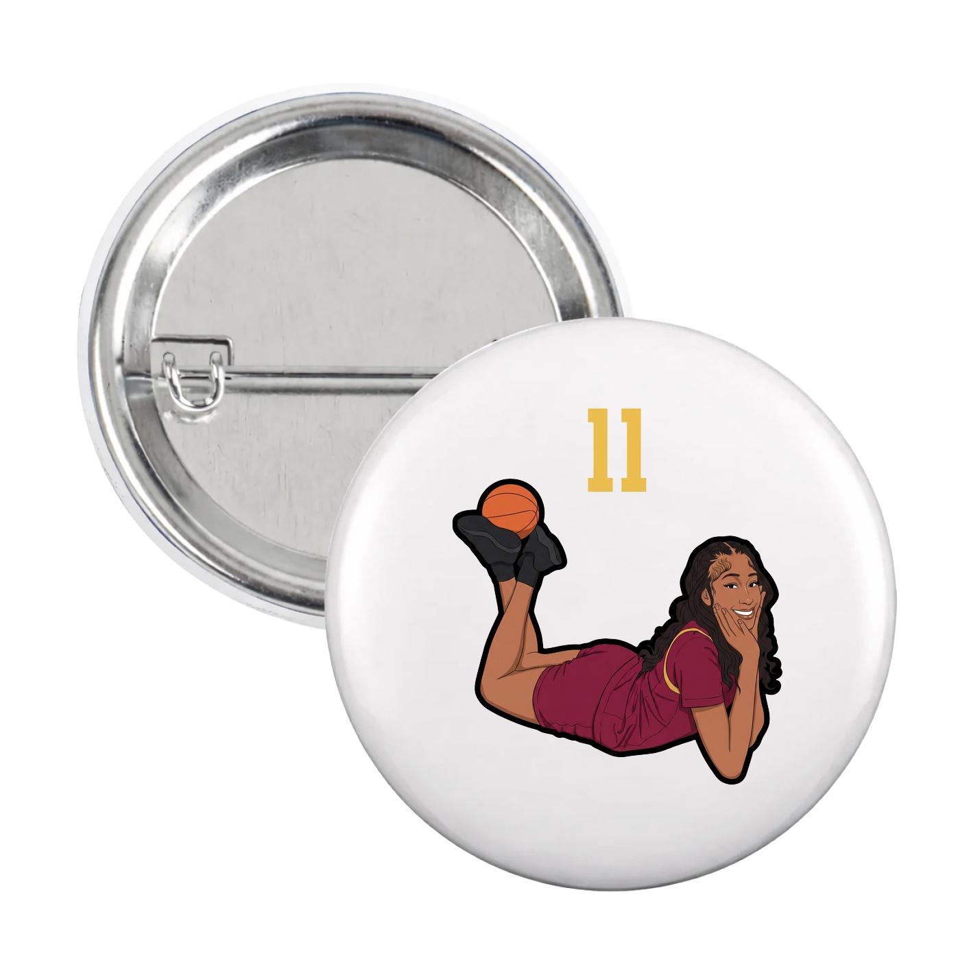 Game Day Button — Number Top in White