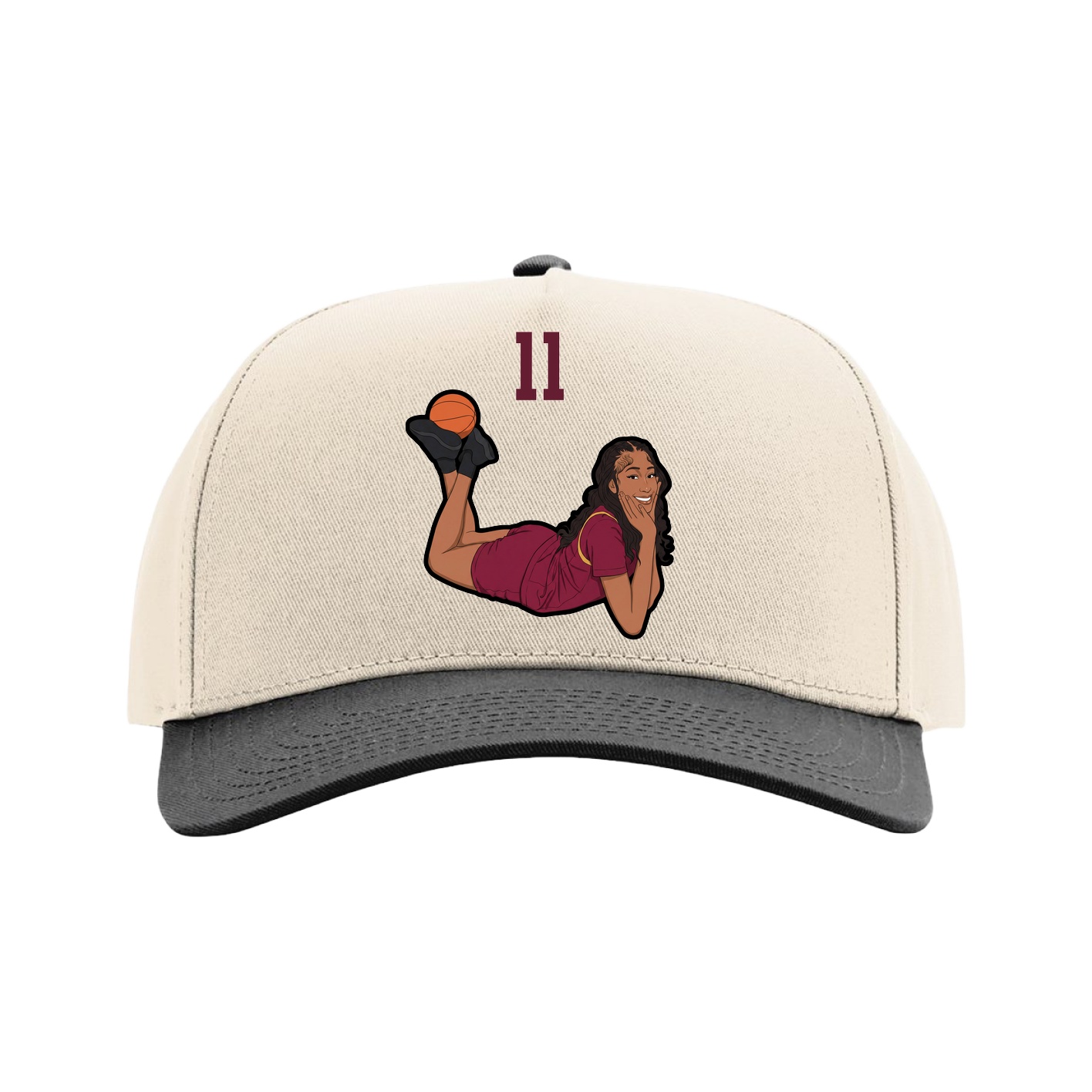Full Fabric Five-Panel Champ Cap — Number Top in Cream/Black