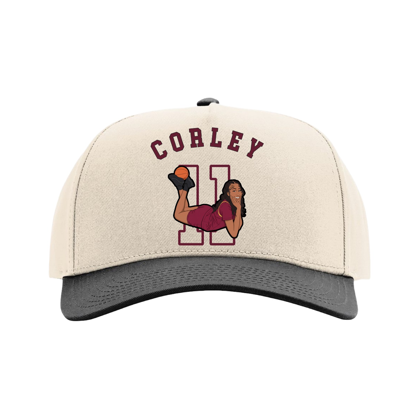 Full Fabric Five-Panel Champ Cap — Shirsey Arch in Cream/Black