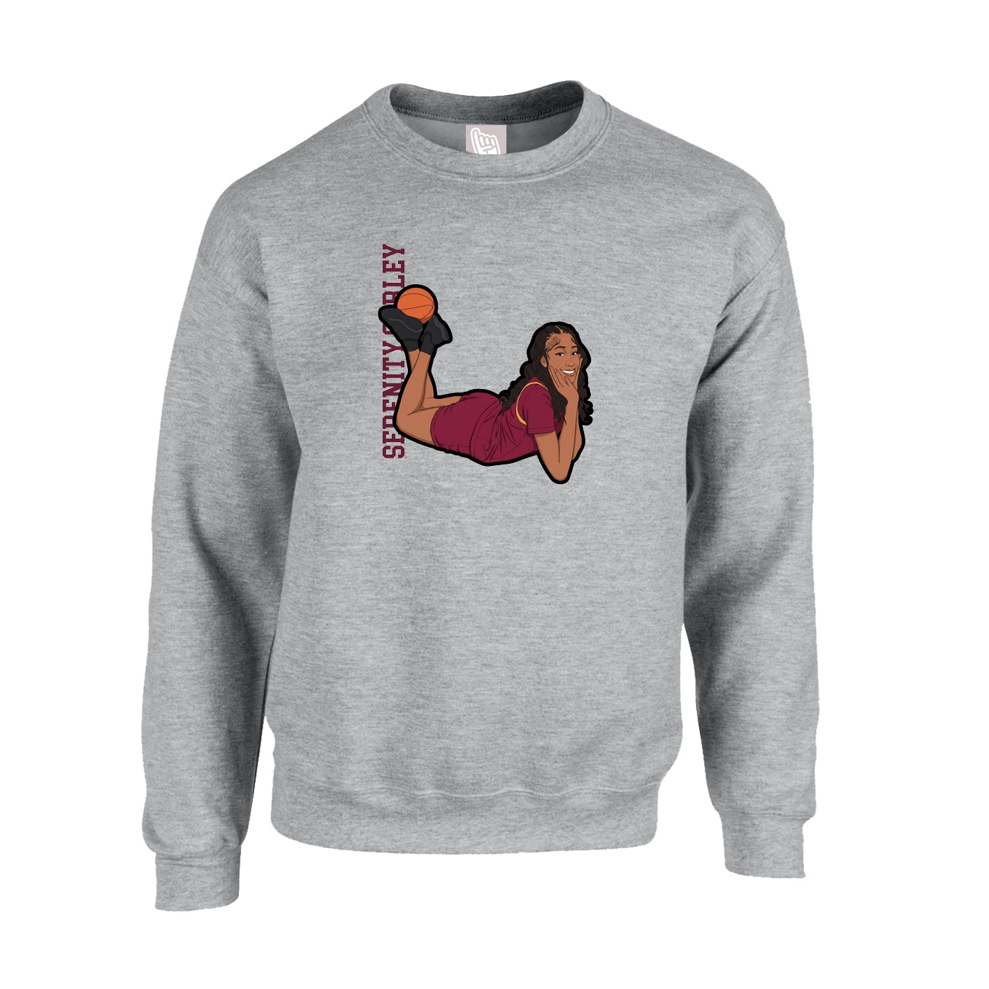Fleece Crew — Name Vertical in Grey