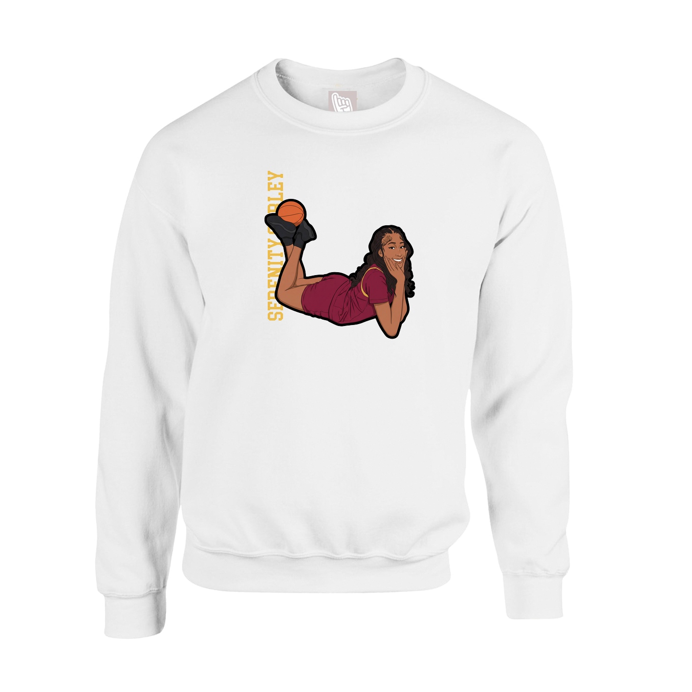 Fleece Crew — Name Vertical in White
