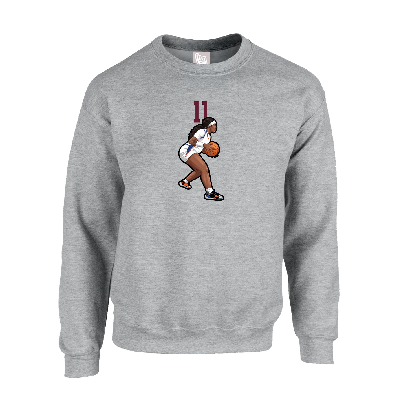 Fleece Crew — Number Top in Grey