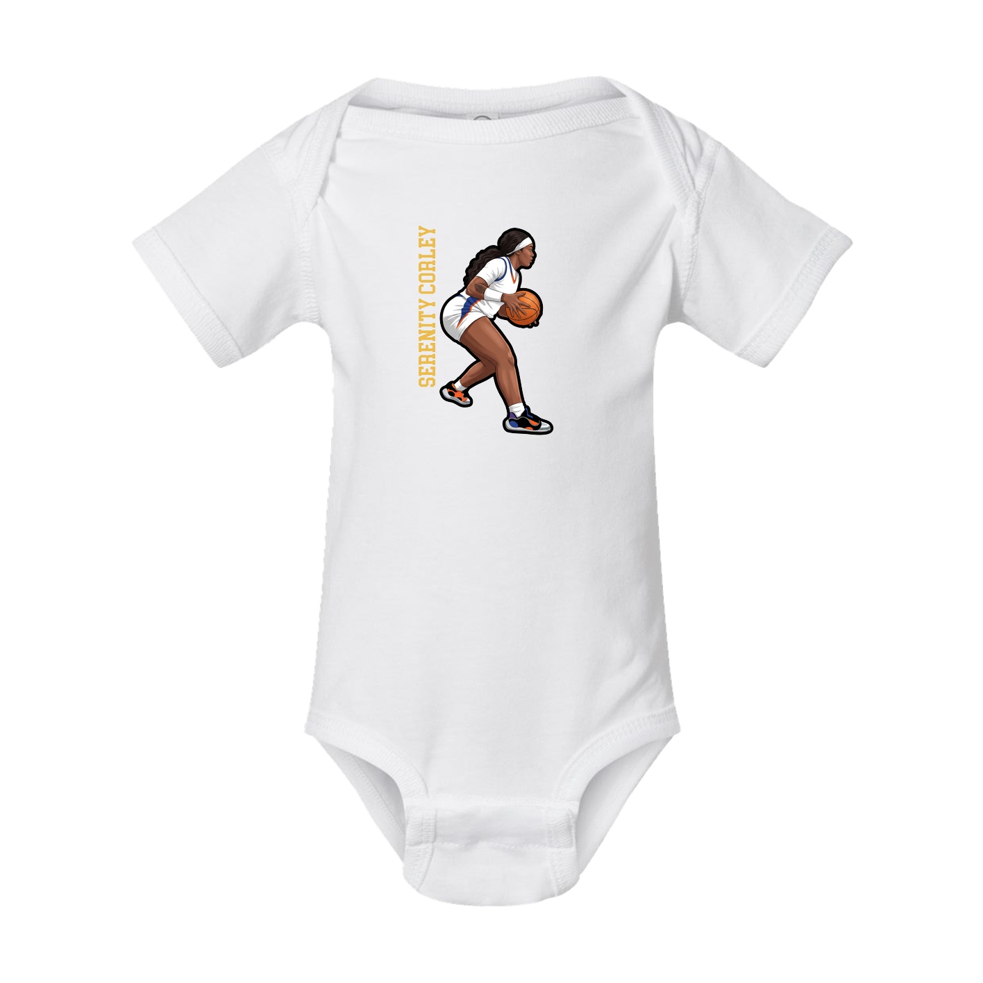 Baby Onesie — Name Vertical in White