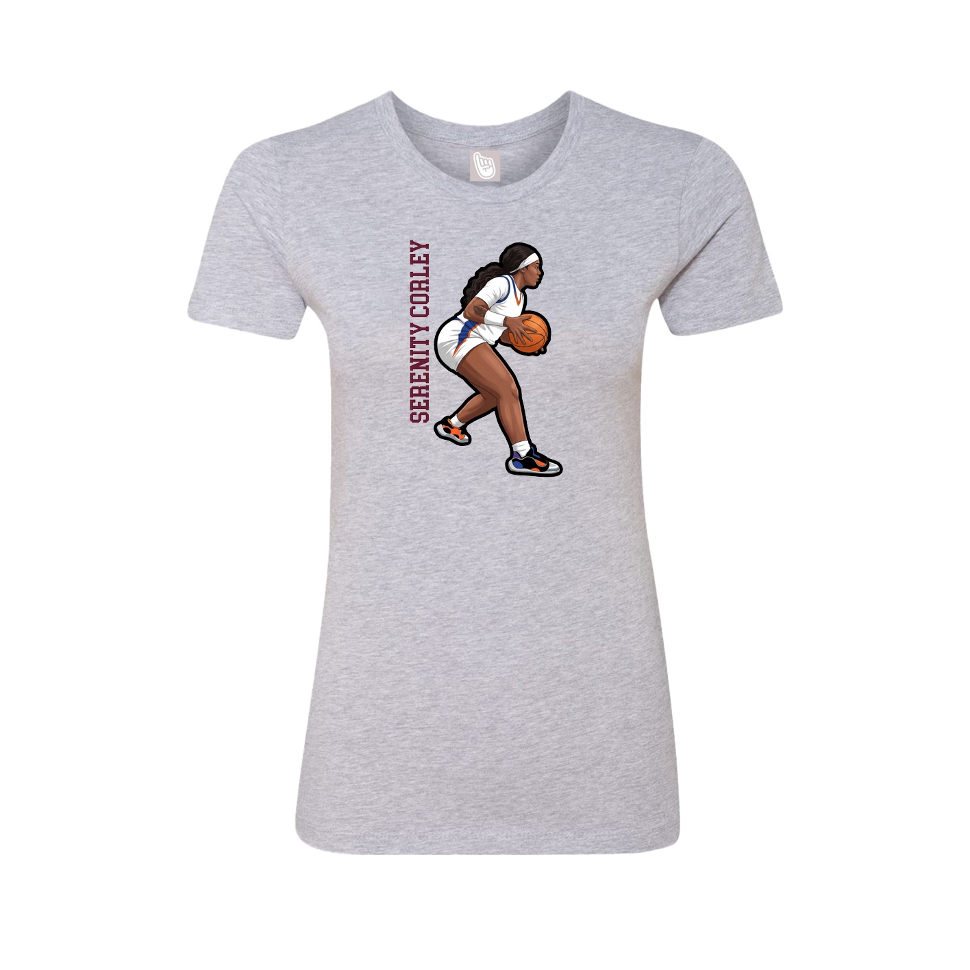 Womens Tee — Name Vertical in Grey