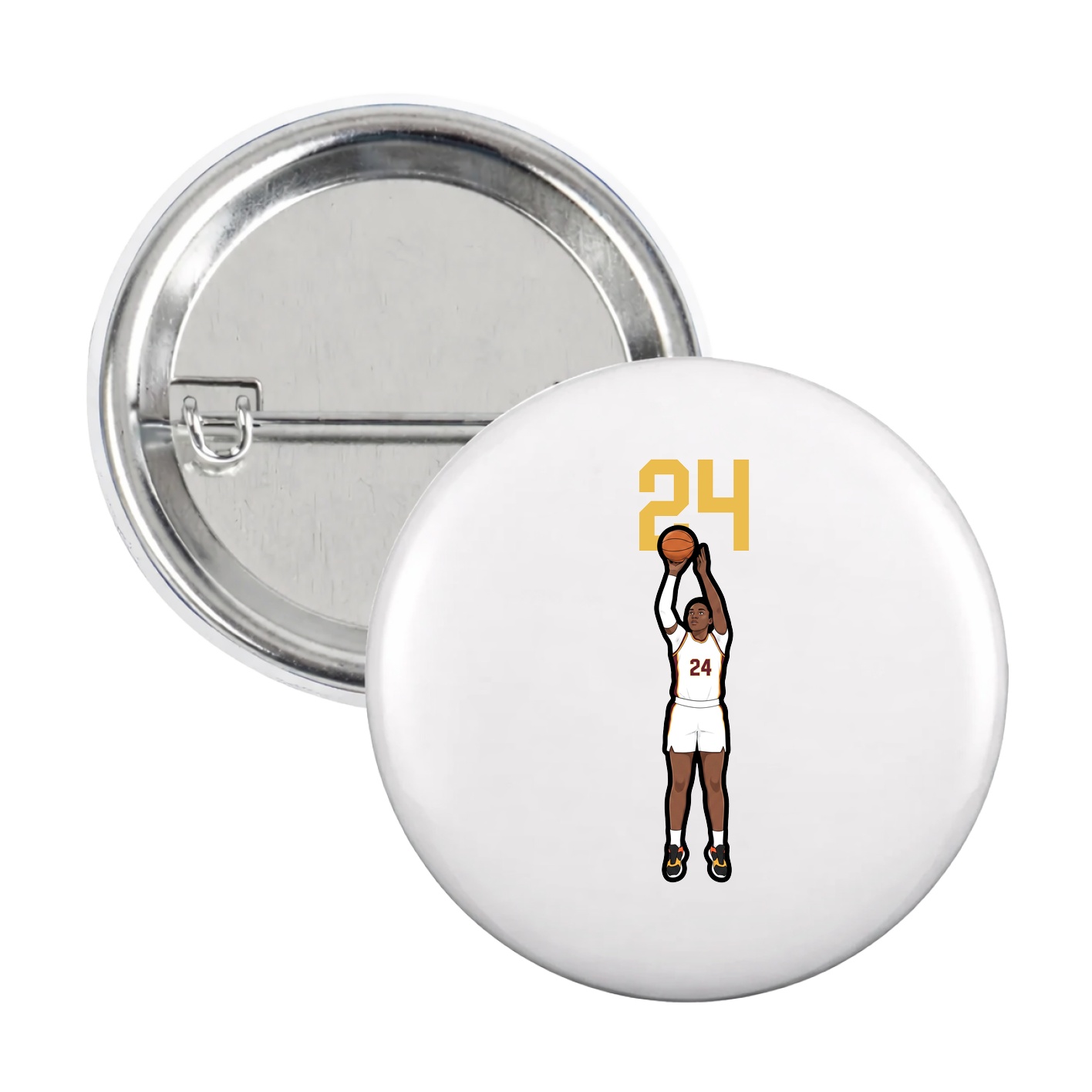 Game Day Button — Number Top in White