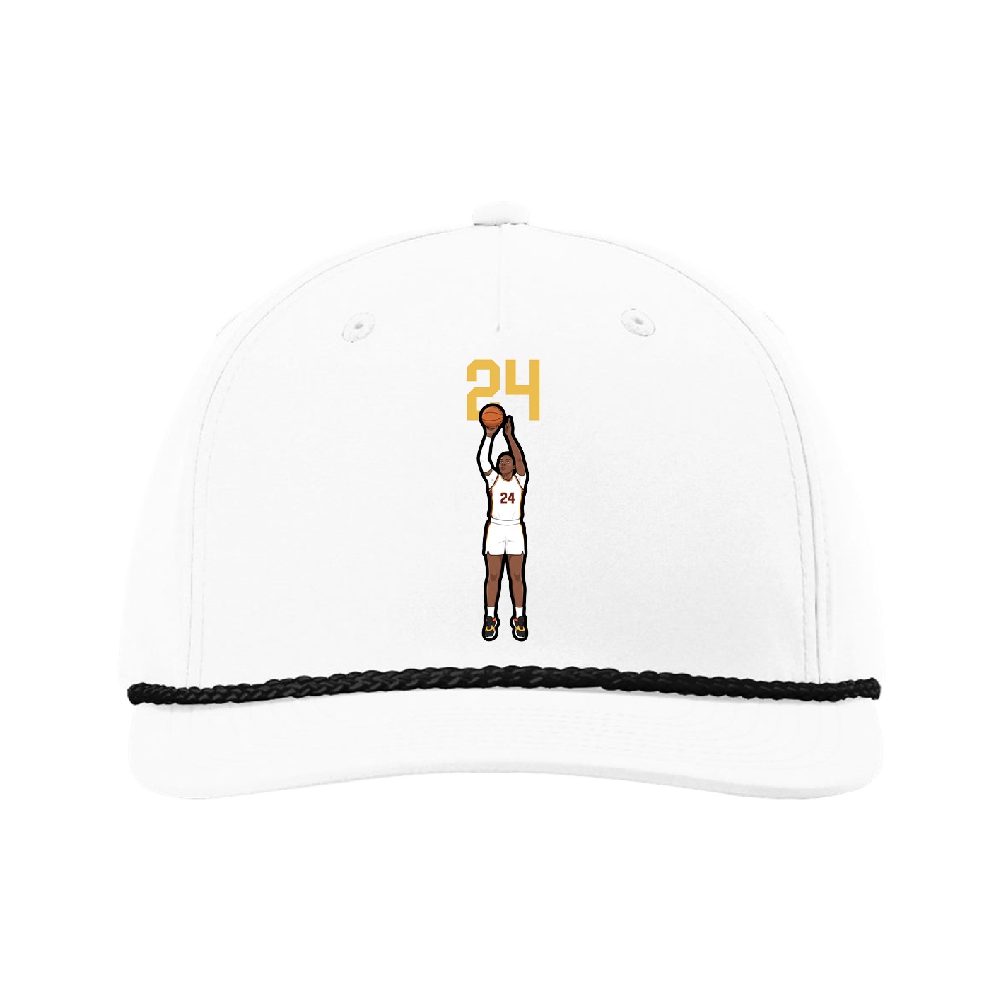 Five-Panel Classic Rope Cap — Number Top in White