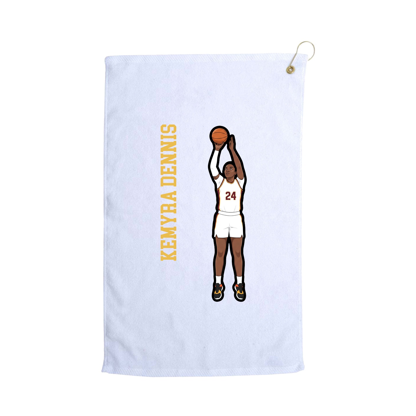 Golf Towel — Name Vertical in White