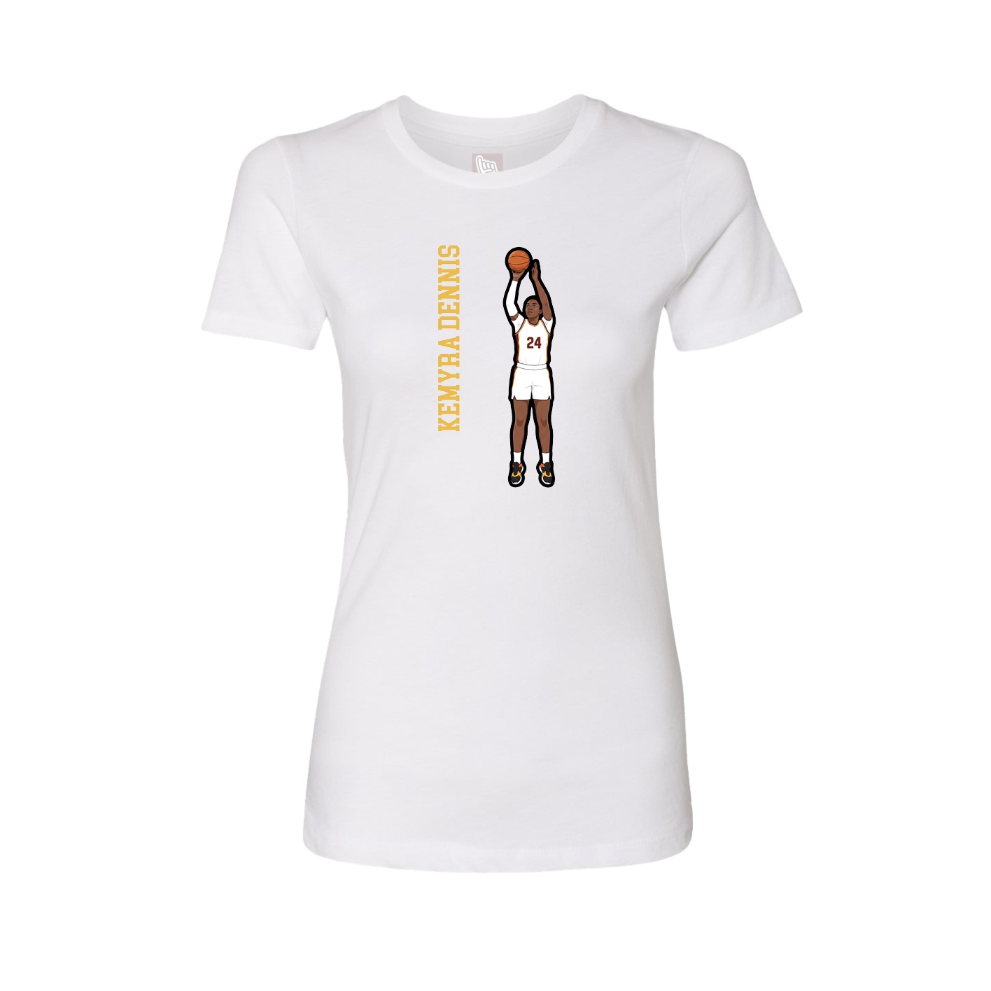 Womens Tee — Name Vertical in White