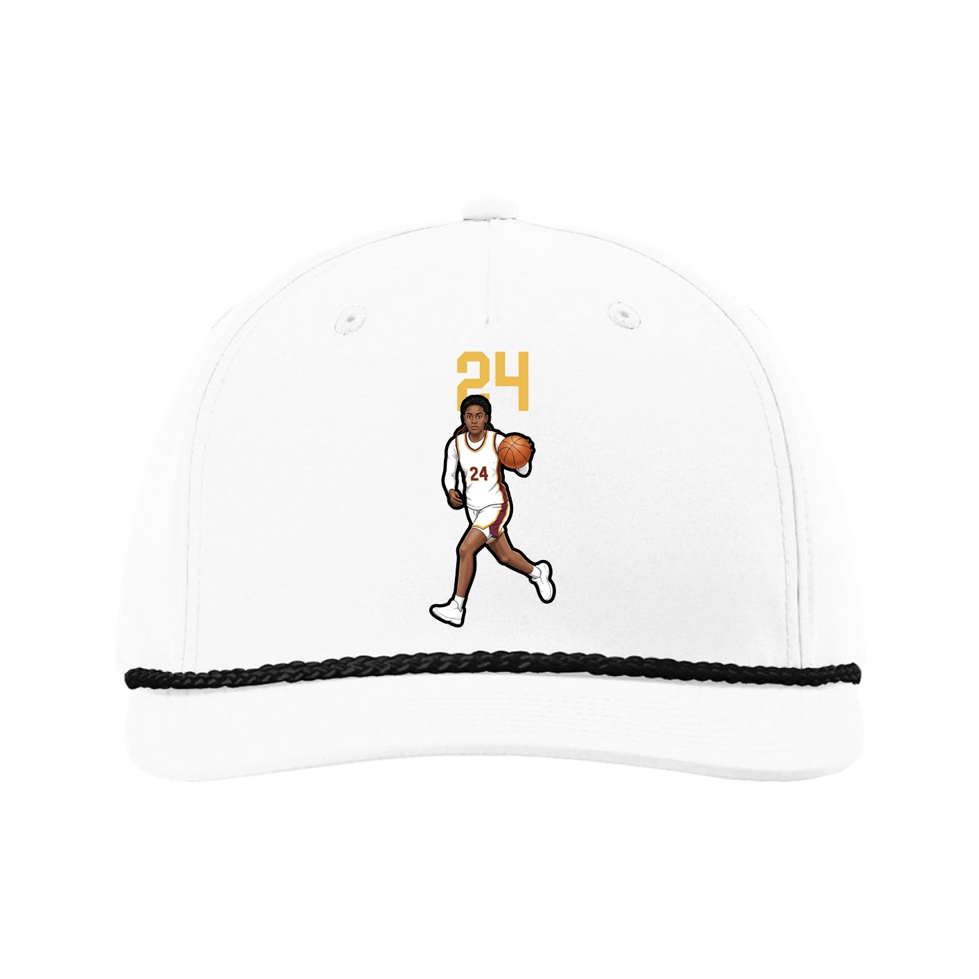 Five-Panel Classic Rope Cap — Number Top in White