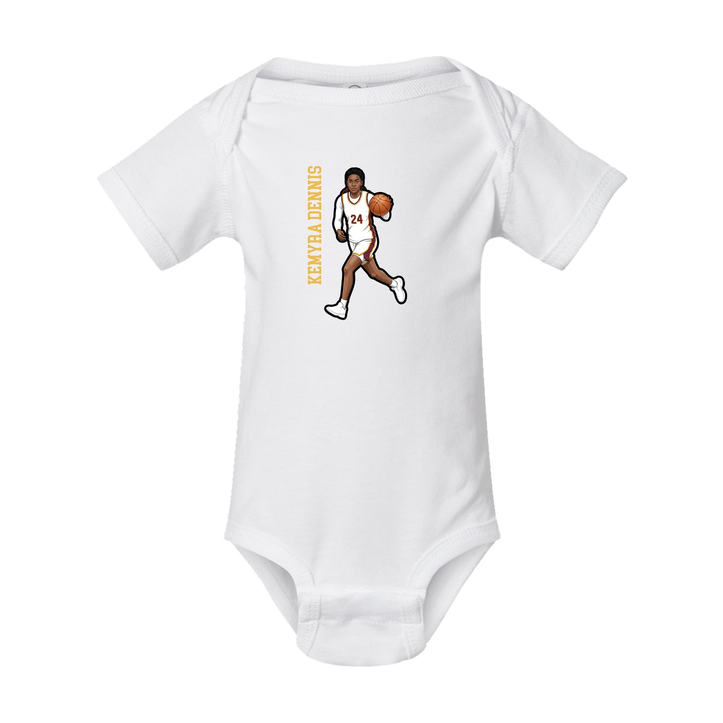 Baby Onesie — Name Vertical in White