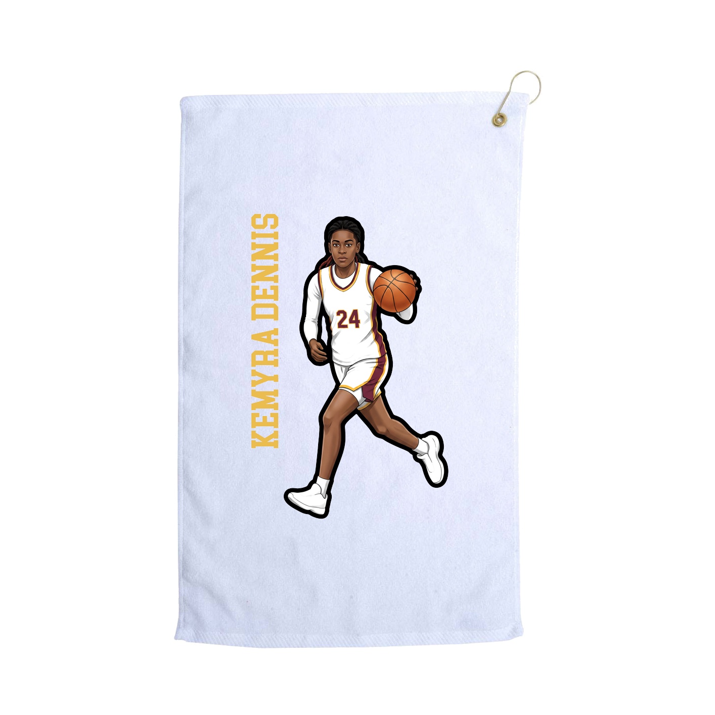 Golf Towel — Name Vertical in White