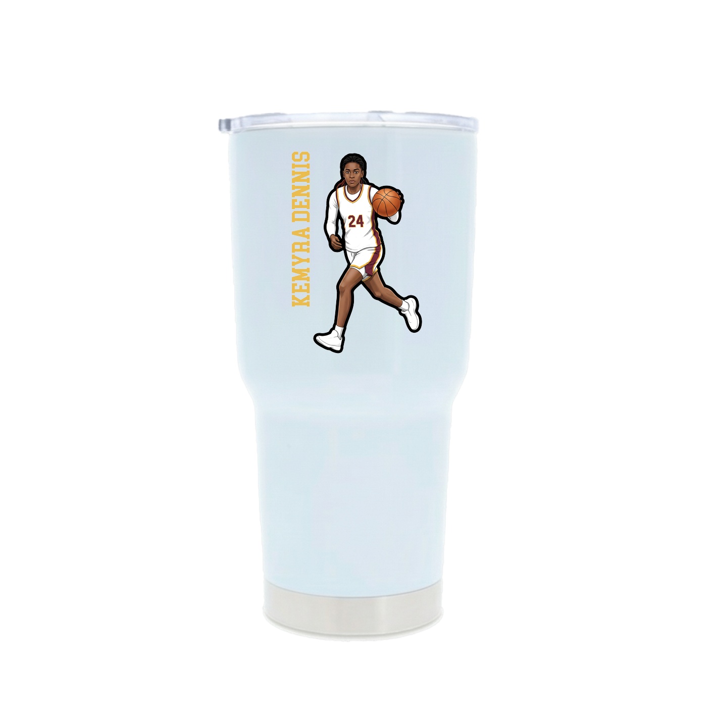 30oz Stainless Steel Tumbler — Name Vertical in White
