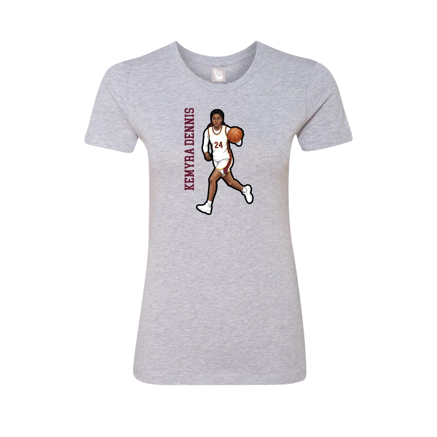 Womens Tee — Name Vertical in Grey