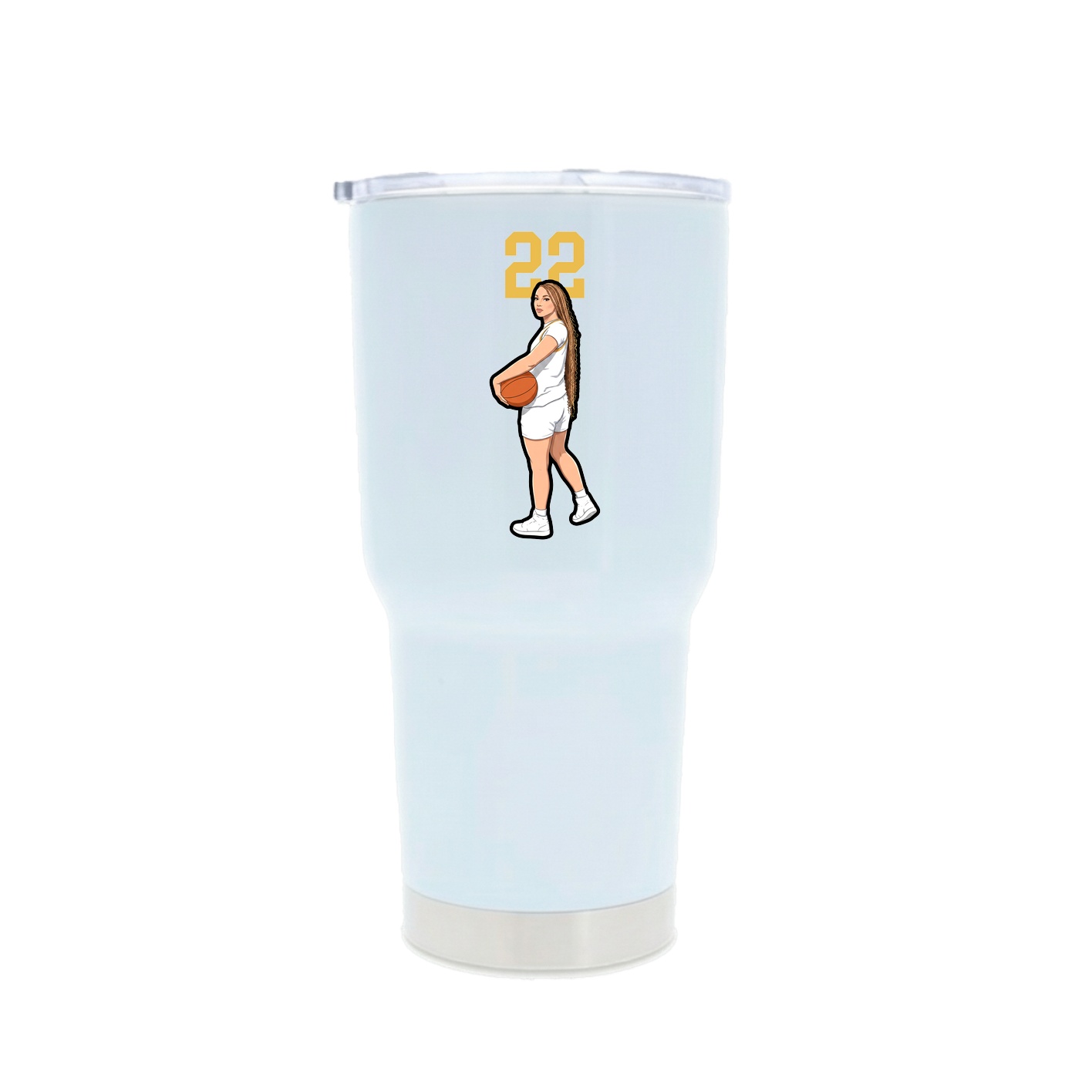 30oz Stainless Steel Tumbler — Number Top in White