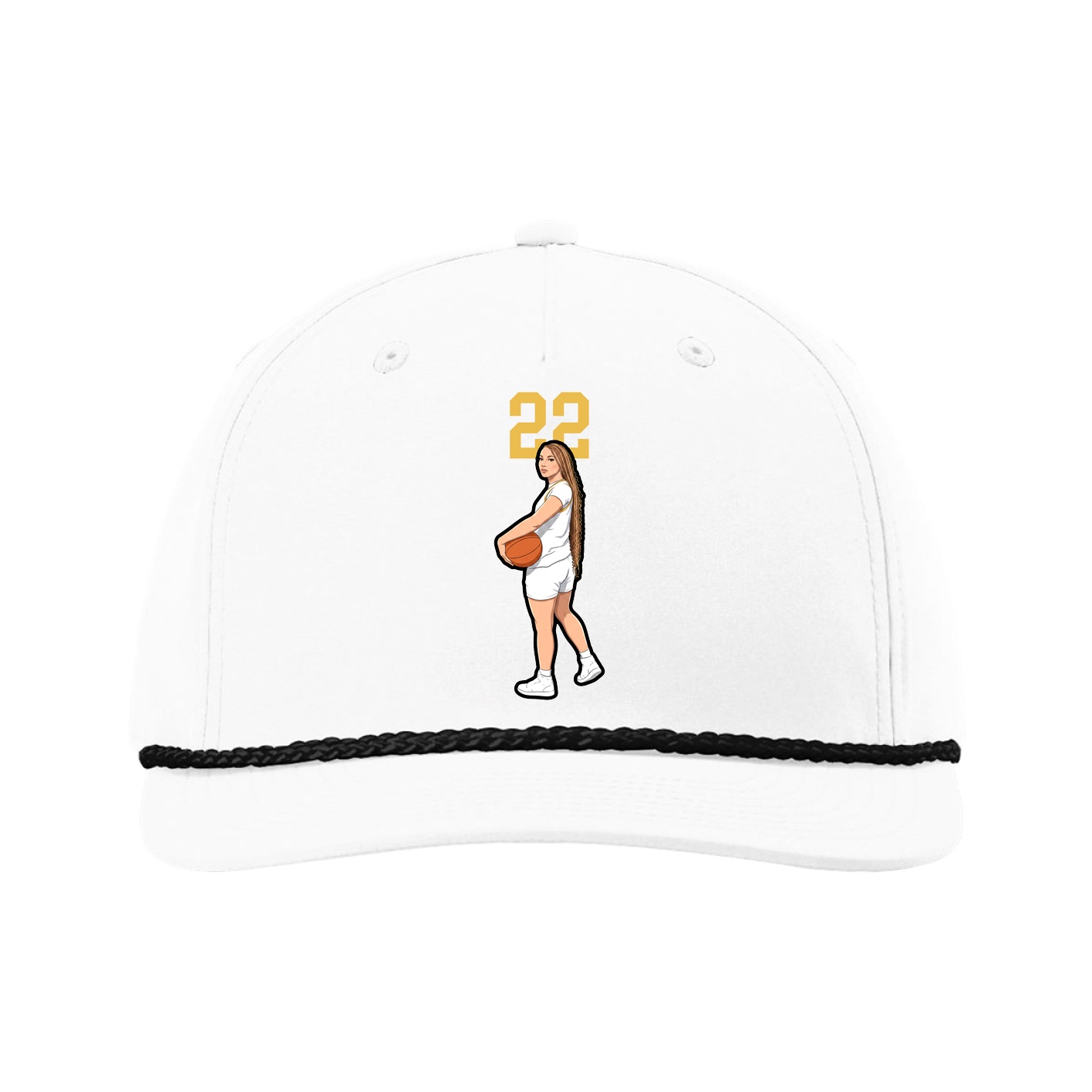 Five-Panel Classic Rope Cap — Number Top in White