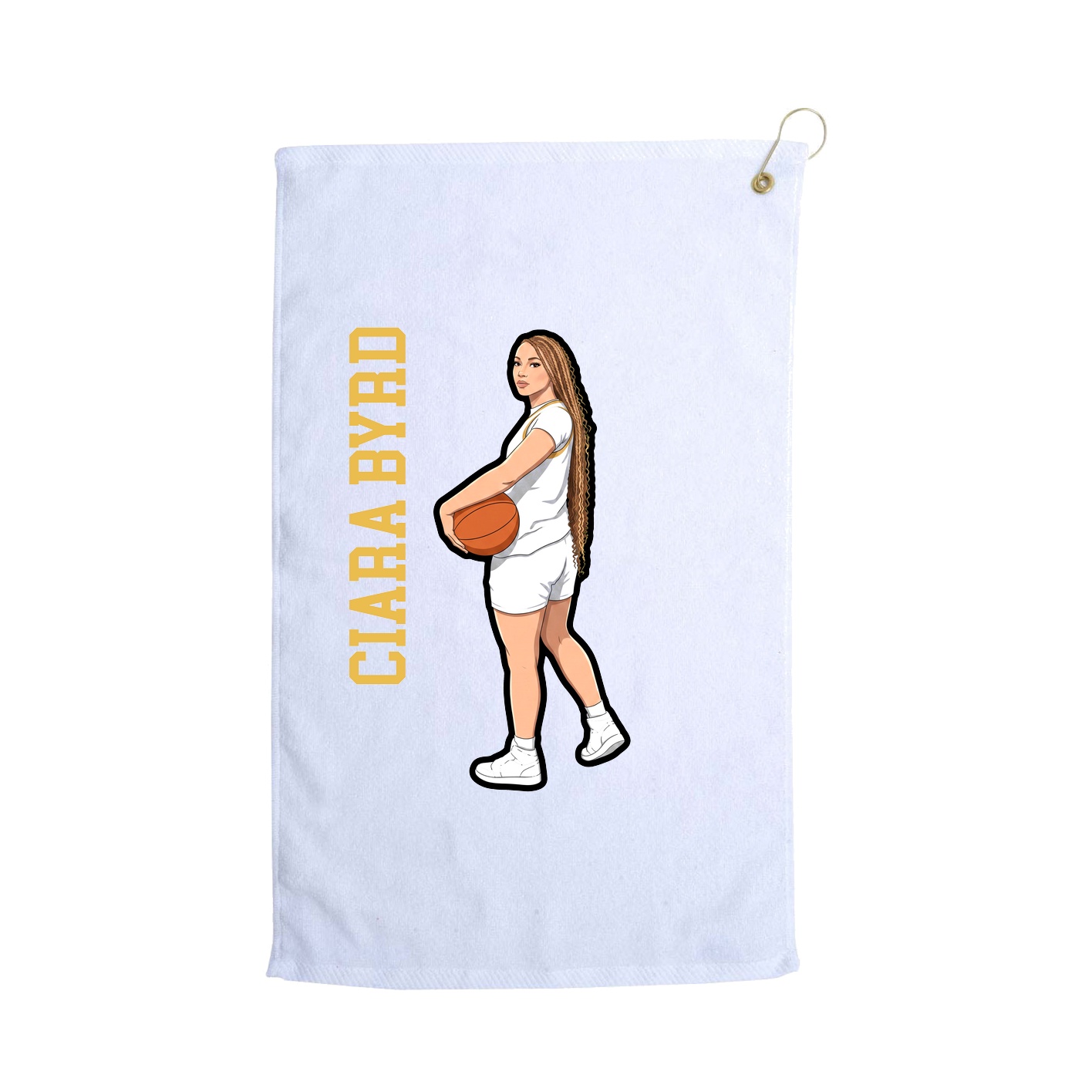 Golf Towel — Name Vertical in White
