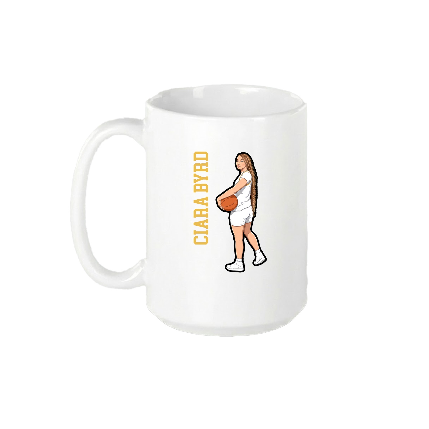15oz Coffee Mug — Name Vertical in White