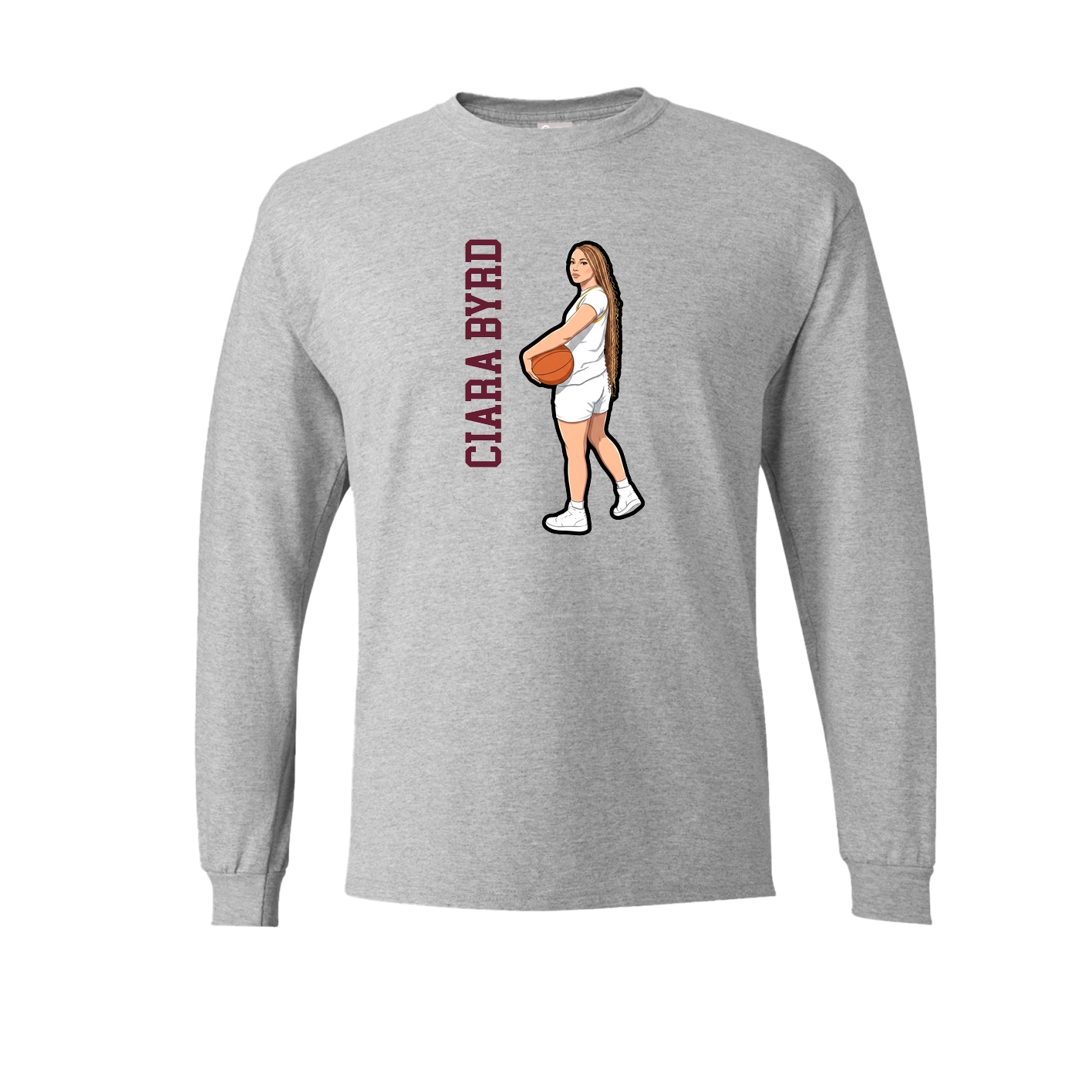 Long Sleeve Tee — Name Vertical in Grey