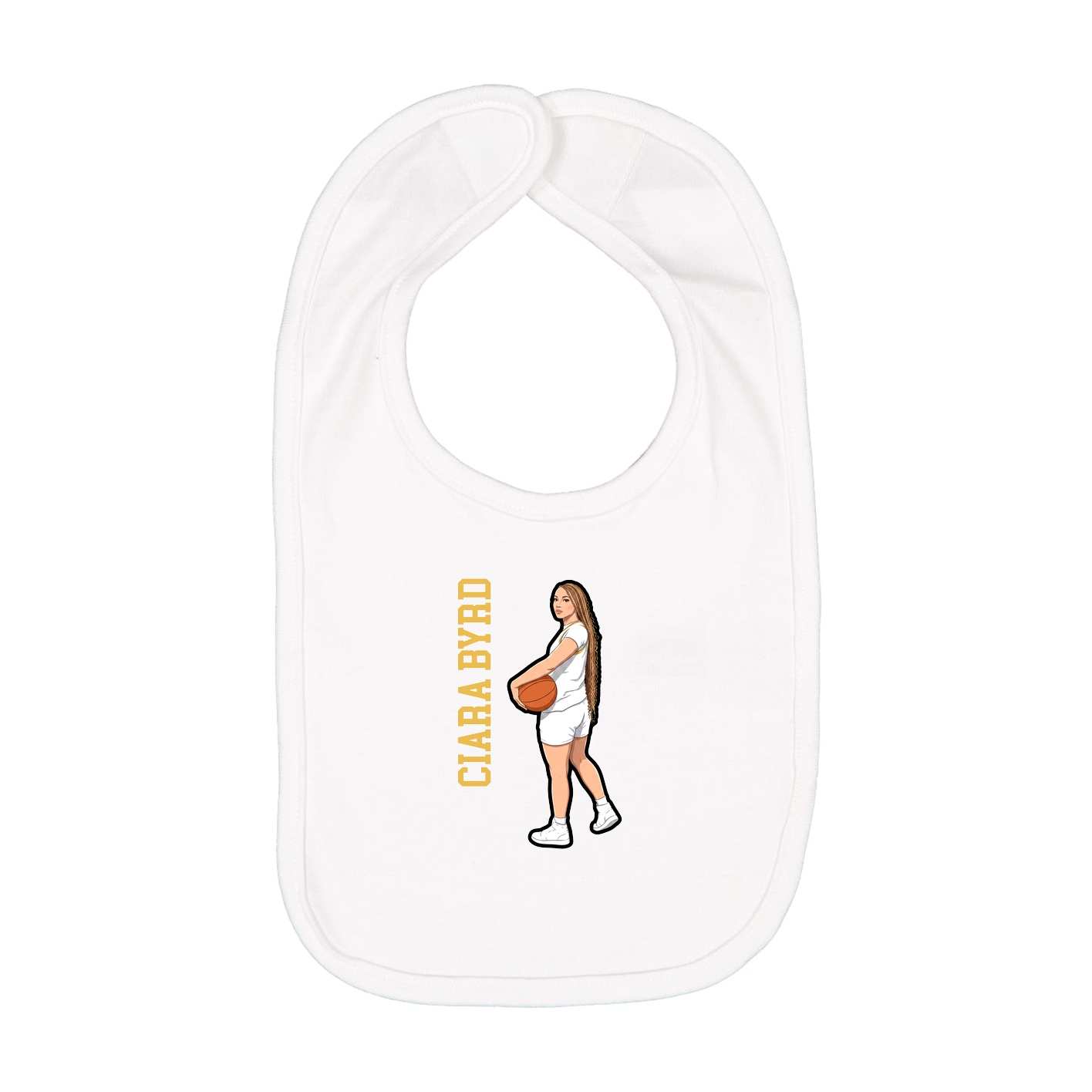 Infant Bib — Name Vertical in White