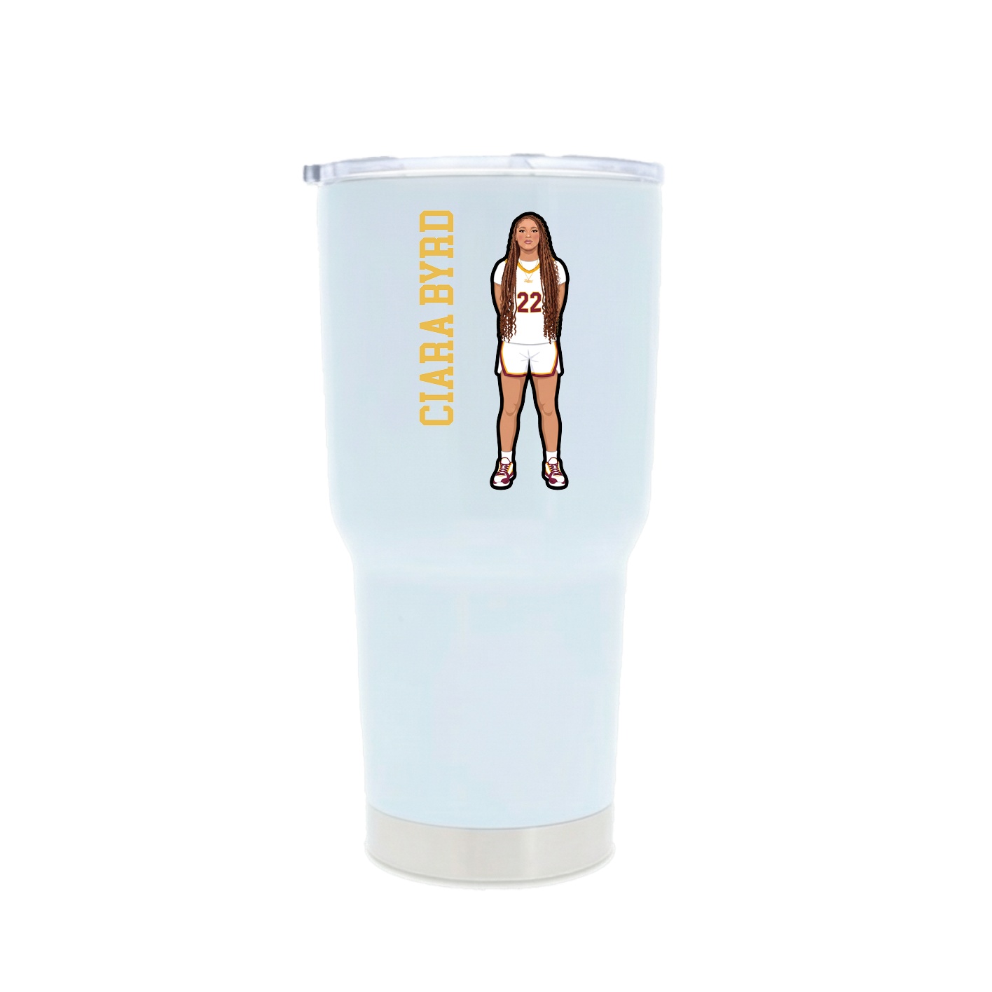 30oz Stainless Steel Tumbler — Name Vertical in White