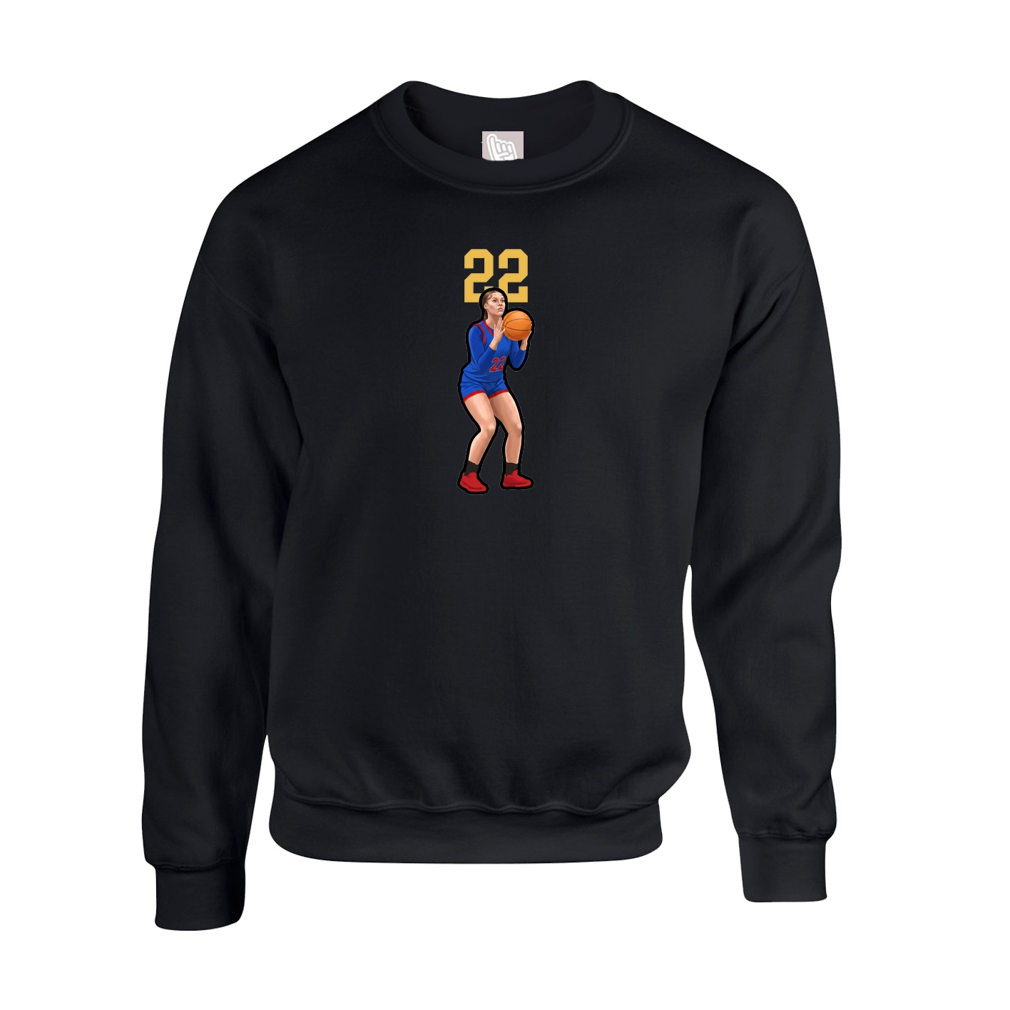 Fleece Crew — Number Top in Black