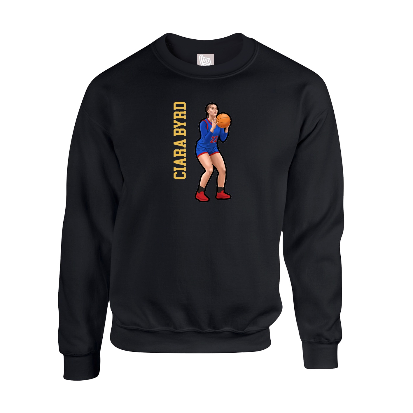 Fleece Crew — Name Vertical in Black