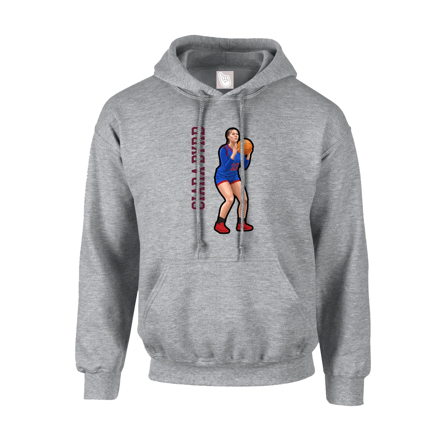 Youth Hoodie — Name Vertical in Grey