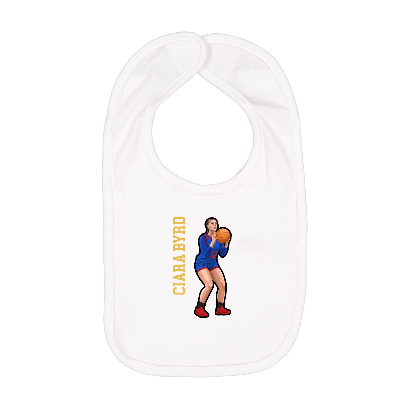 Infant Bib — Name Vertical in White