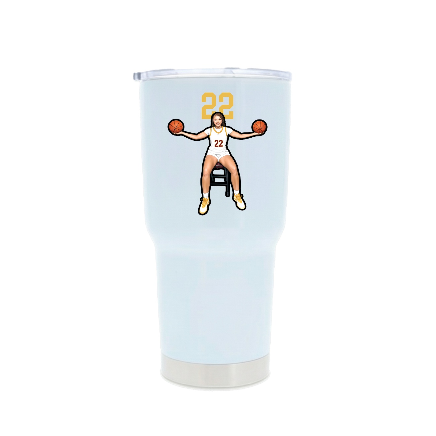 30oz Stainless Steel Tumbler — Number Top in White