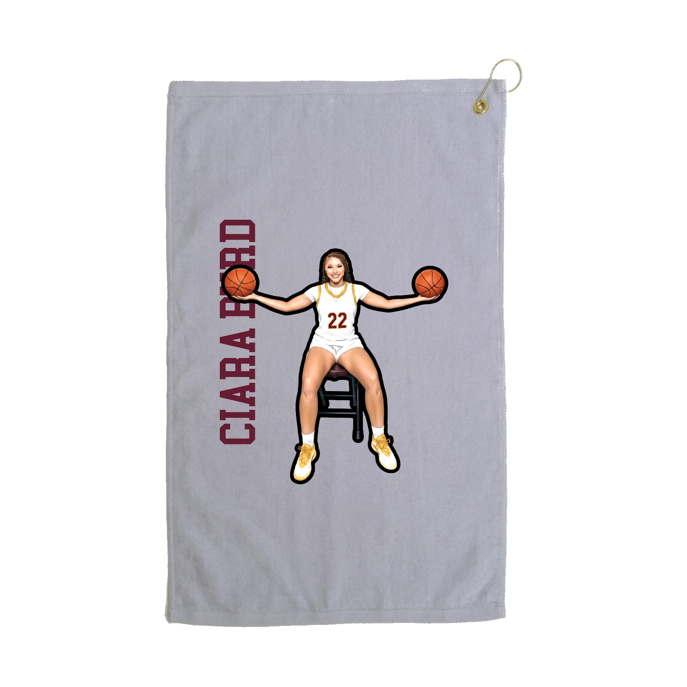 Golf Towel — Name Vertical in Grey
