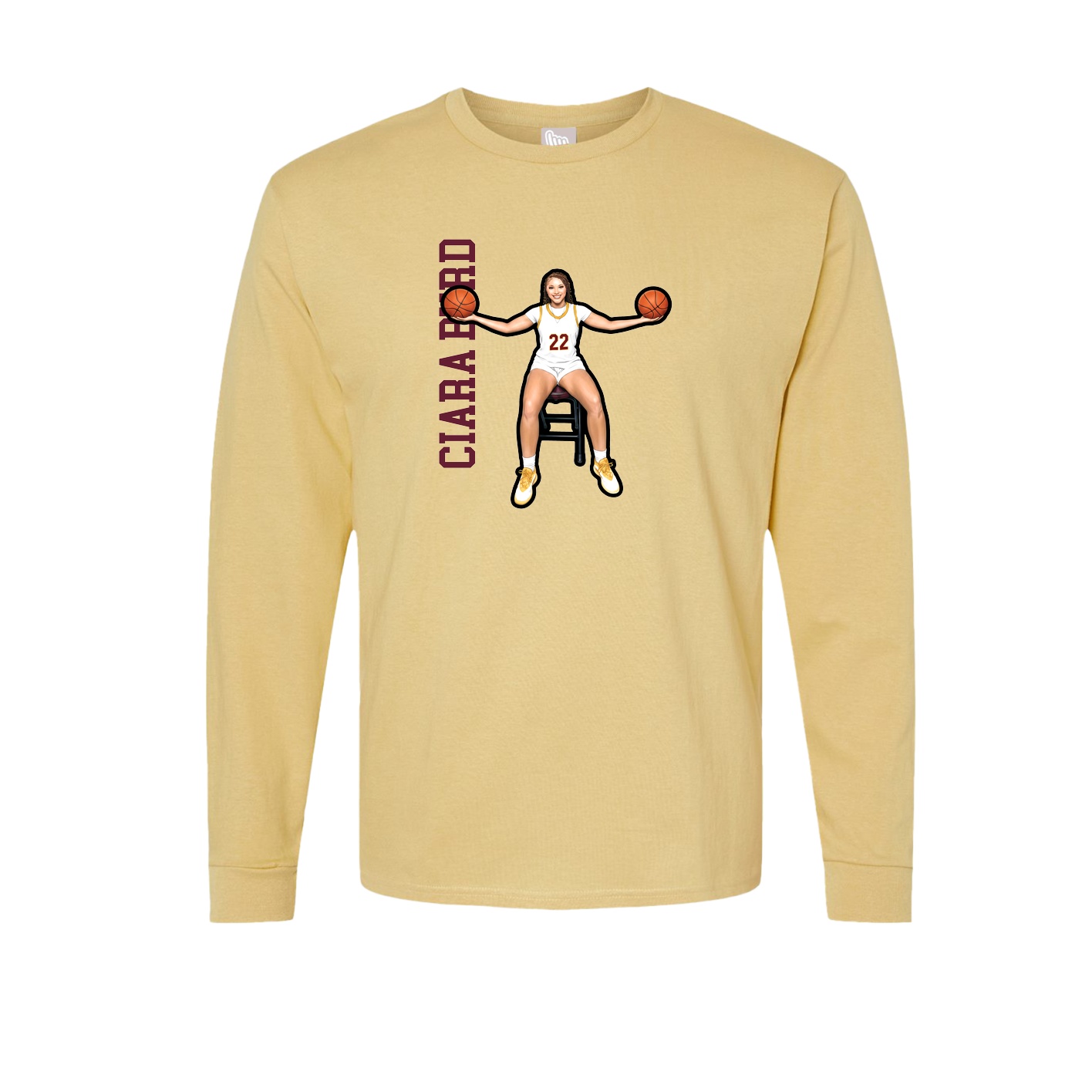 Long Sleeve Tee — Name Vertical in Vegas Gold