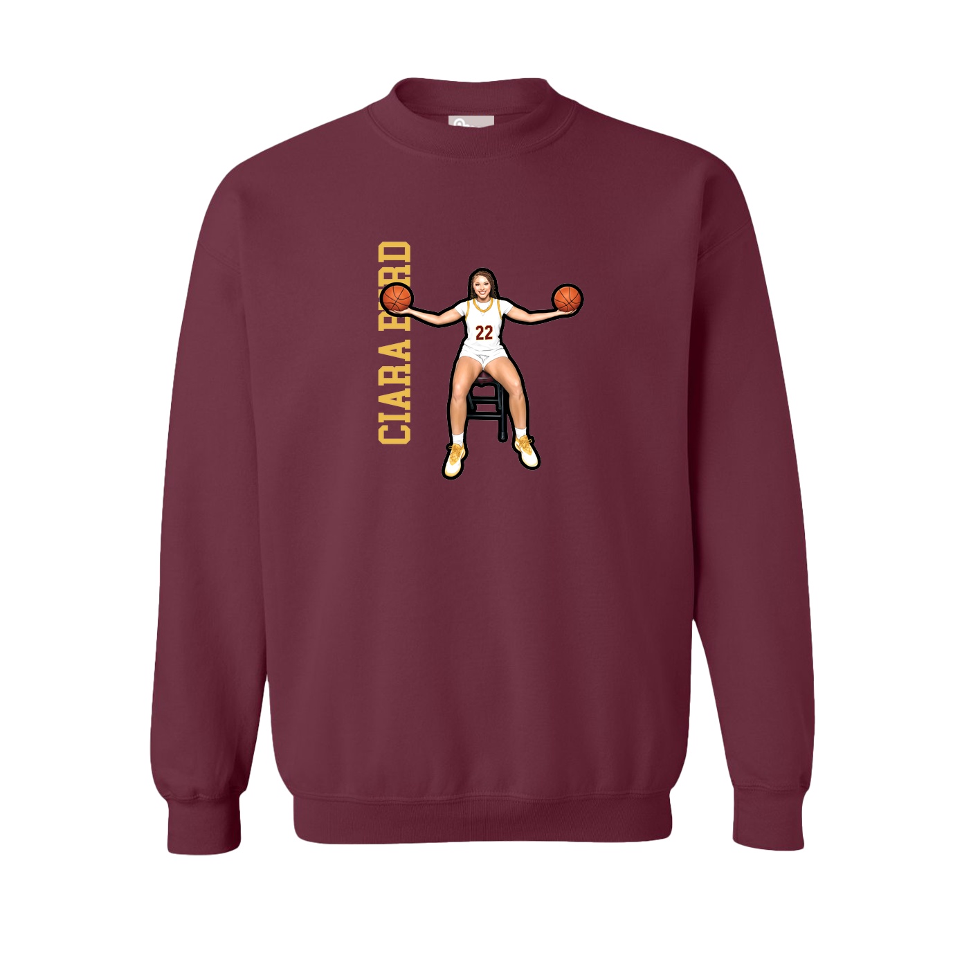 Fleece Crew — Name Vertical in Maroon