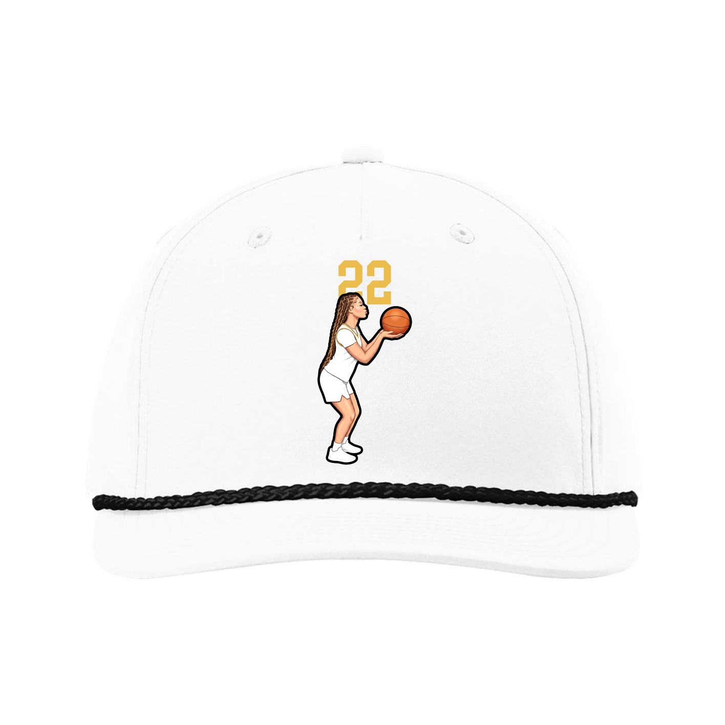 Five-Panel Classic Rope Cap — Number Top in White