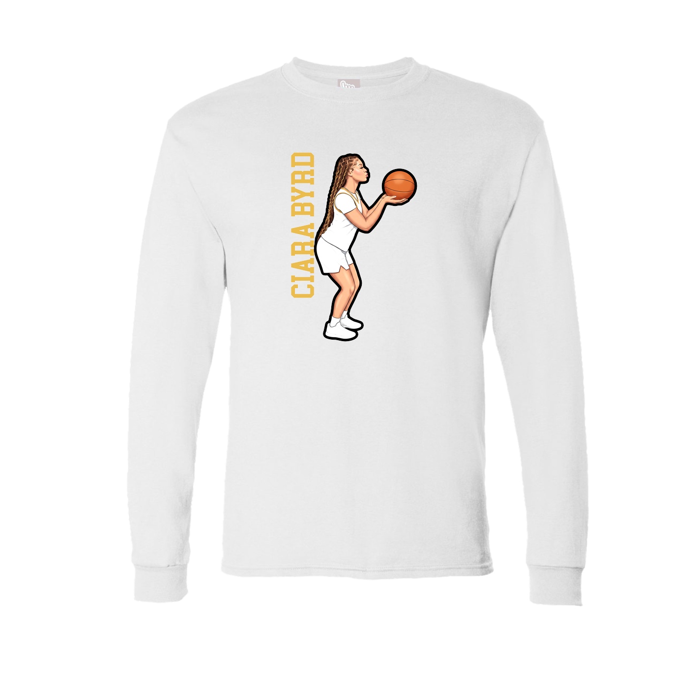 Long Sleeve Tee — Name Vertical in White