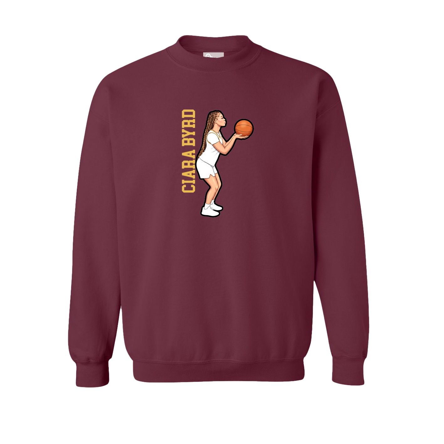 Fleece Crew — Name Vertical in Maroon