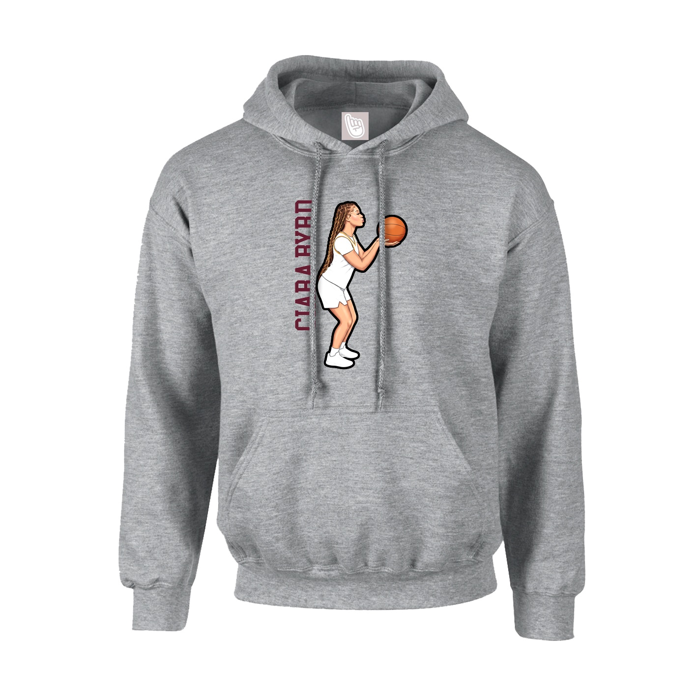 Youth Hoodie — Name Vertical in Grey
