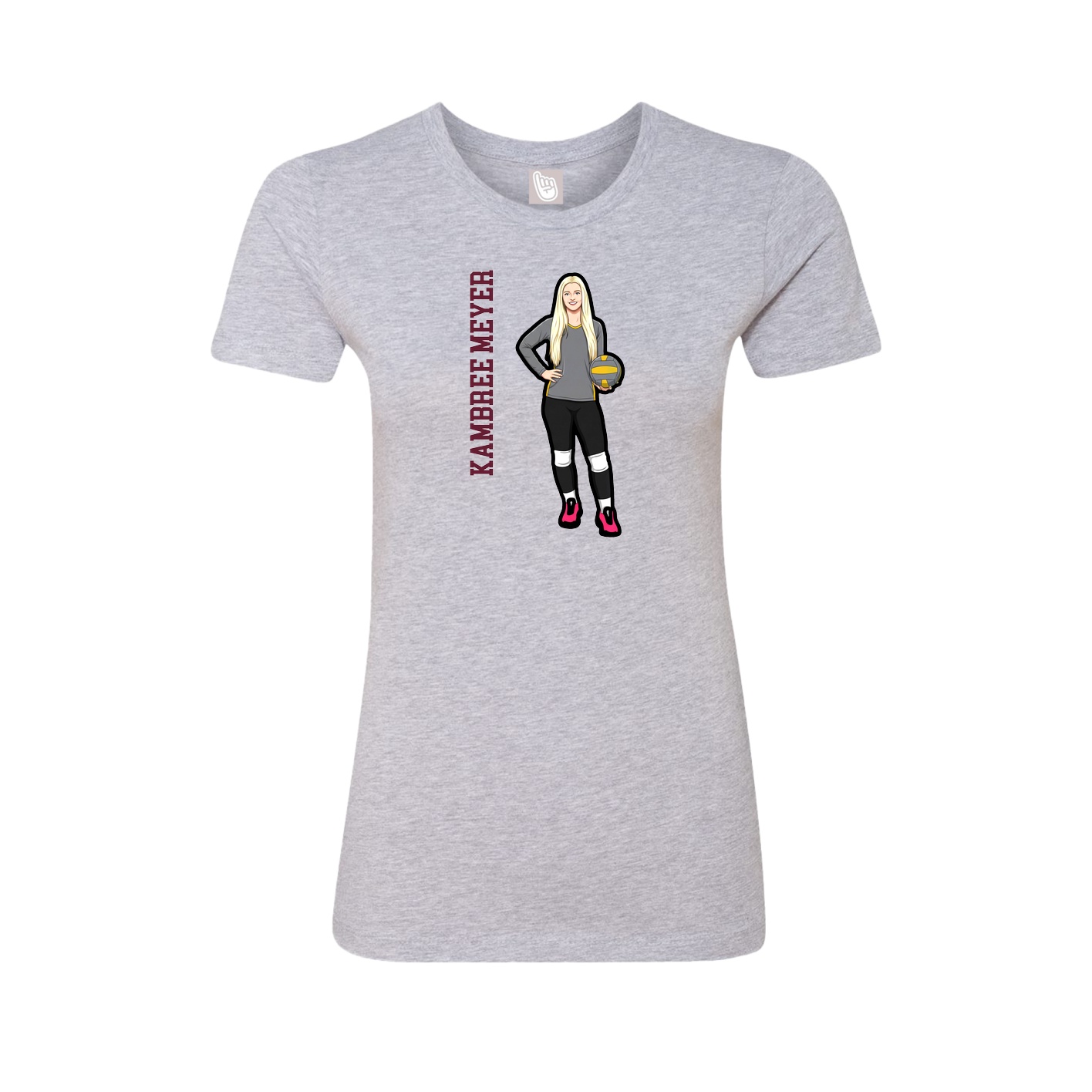 Fitted Women's Tee — Name Vertical in Grey