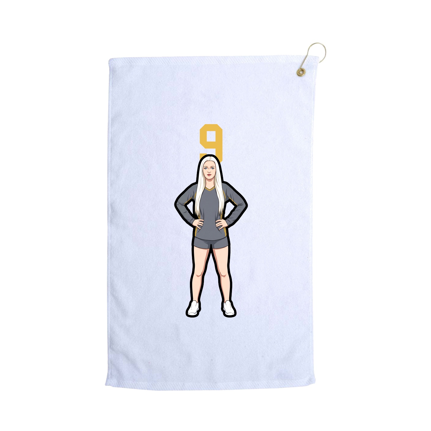 Golf Towel — Number Top in White