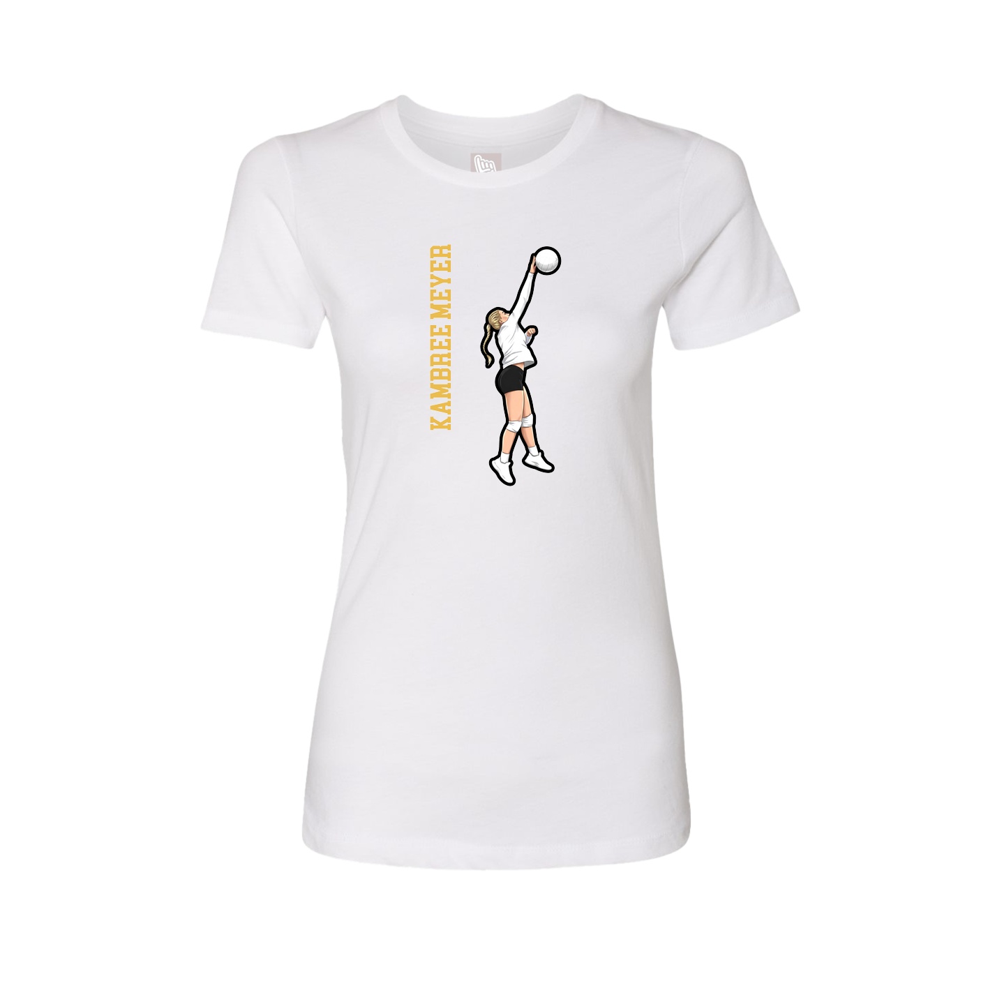 Fitted Women's Tee — Name Vertical in White