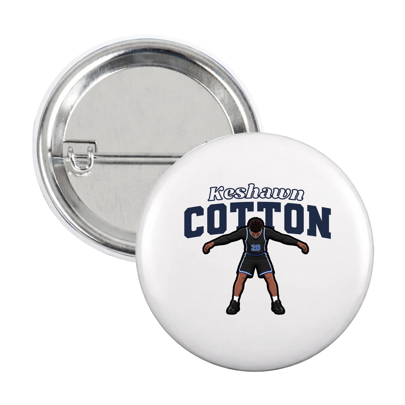 Game Day Button — Name Arch in White