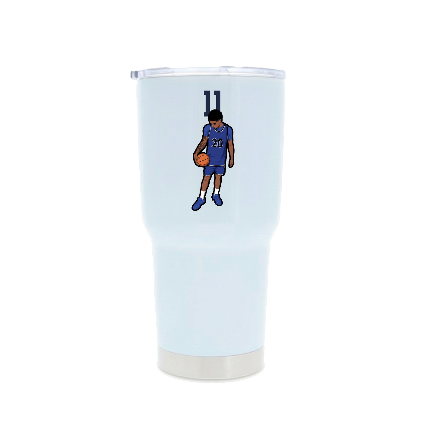30oz Stainless Steel Tumbler — Number Top in White