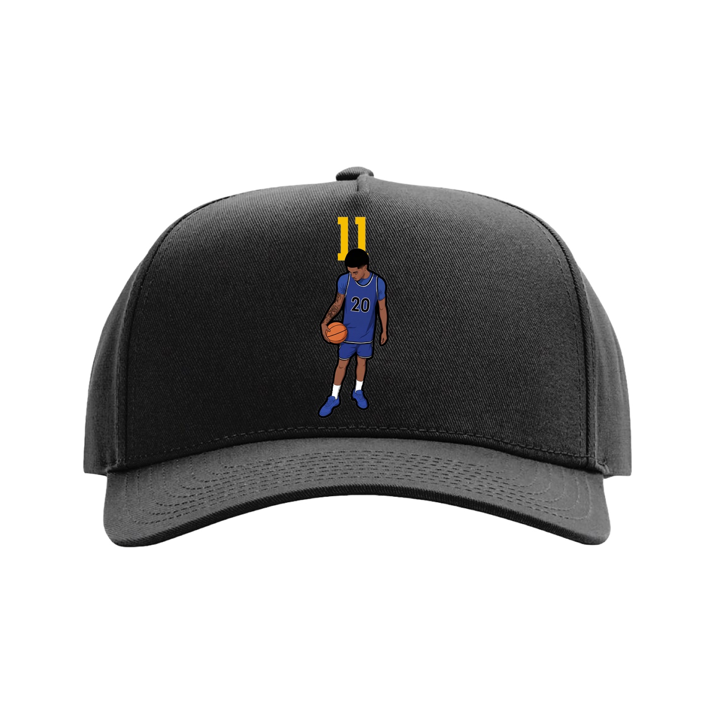 Full Fabric Five-Panel Champ Cap — Number Top in Black