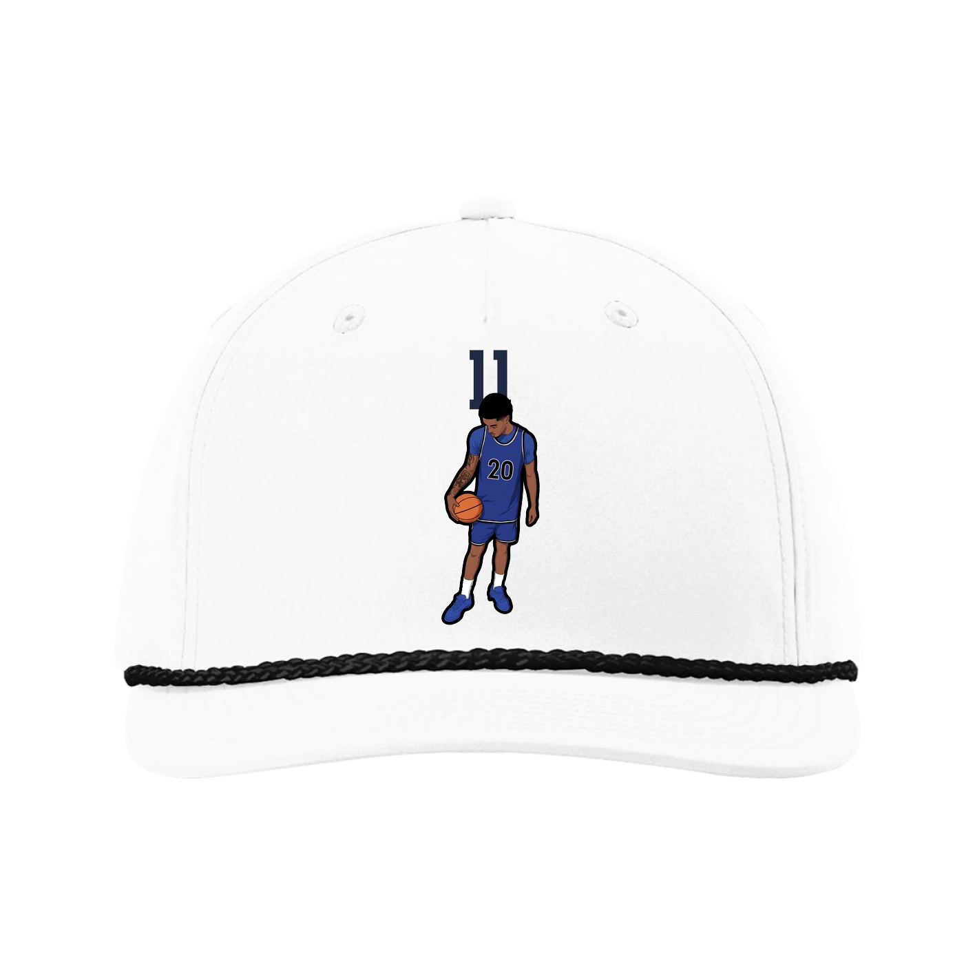 Five-Panel Classic Rope Cap — Number Top in White