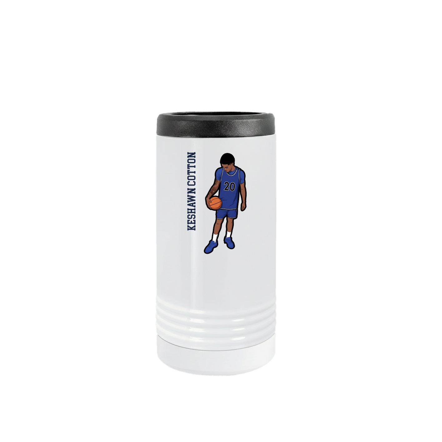 Slim Beverage Holder — Name Vertical in White