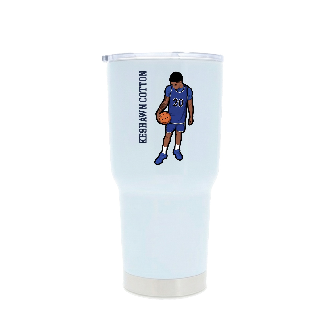 30oz Stainless Steel Tumbler — Name Vertical in White