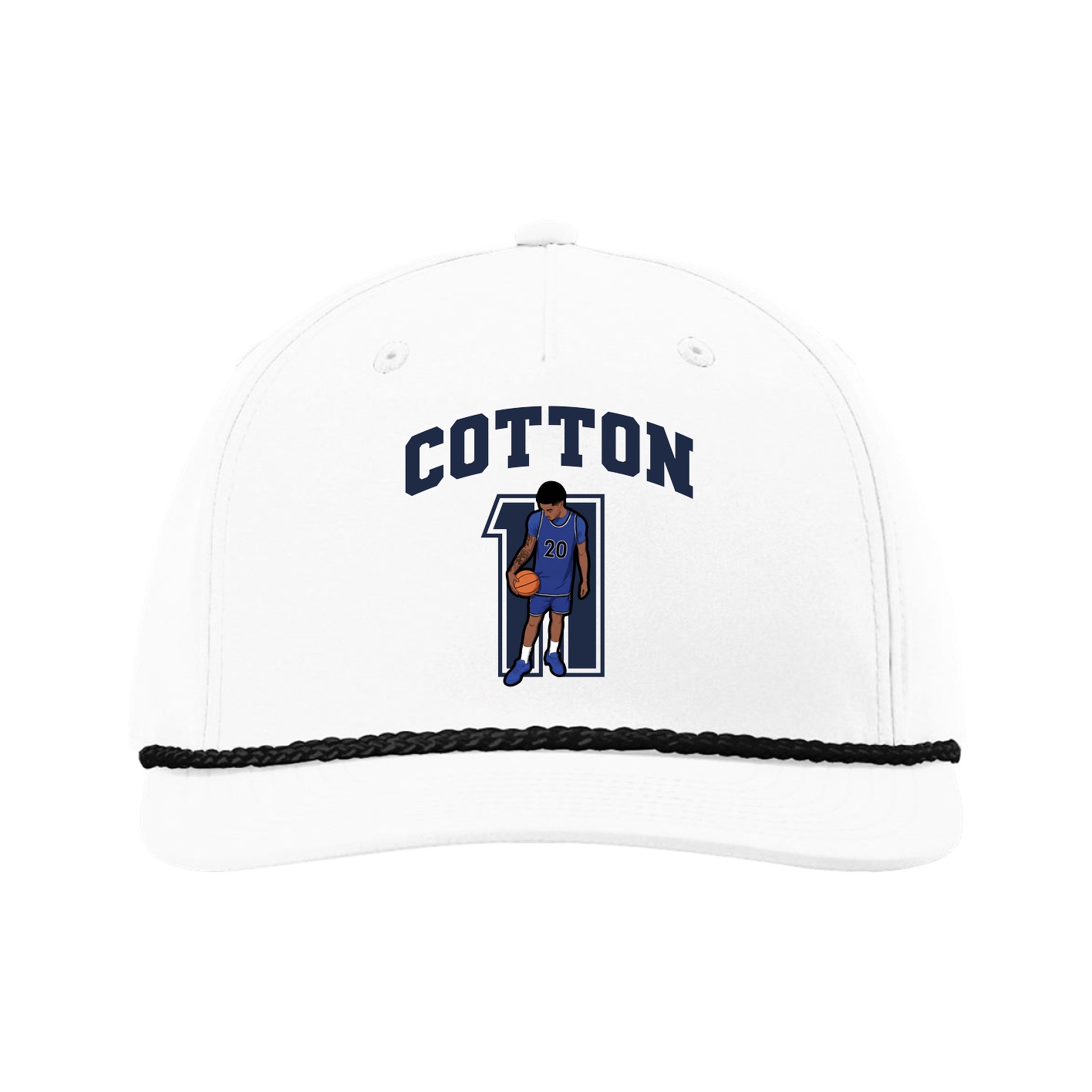 Five-Panel Classic Rope Cap — Number in White