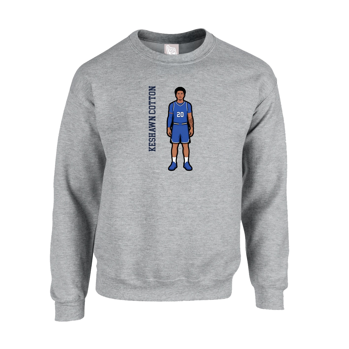 Fleece Crew — Name Vertical in Grey