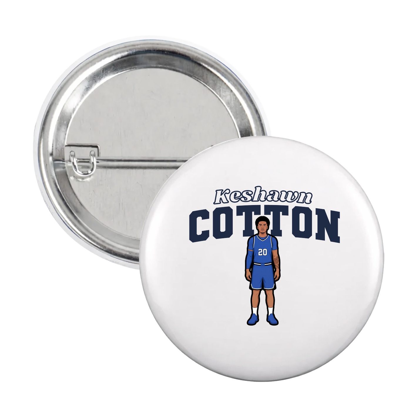 Game Day Button — Name Arch in White
