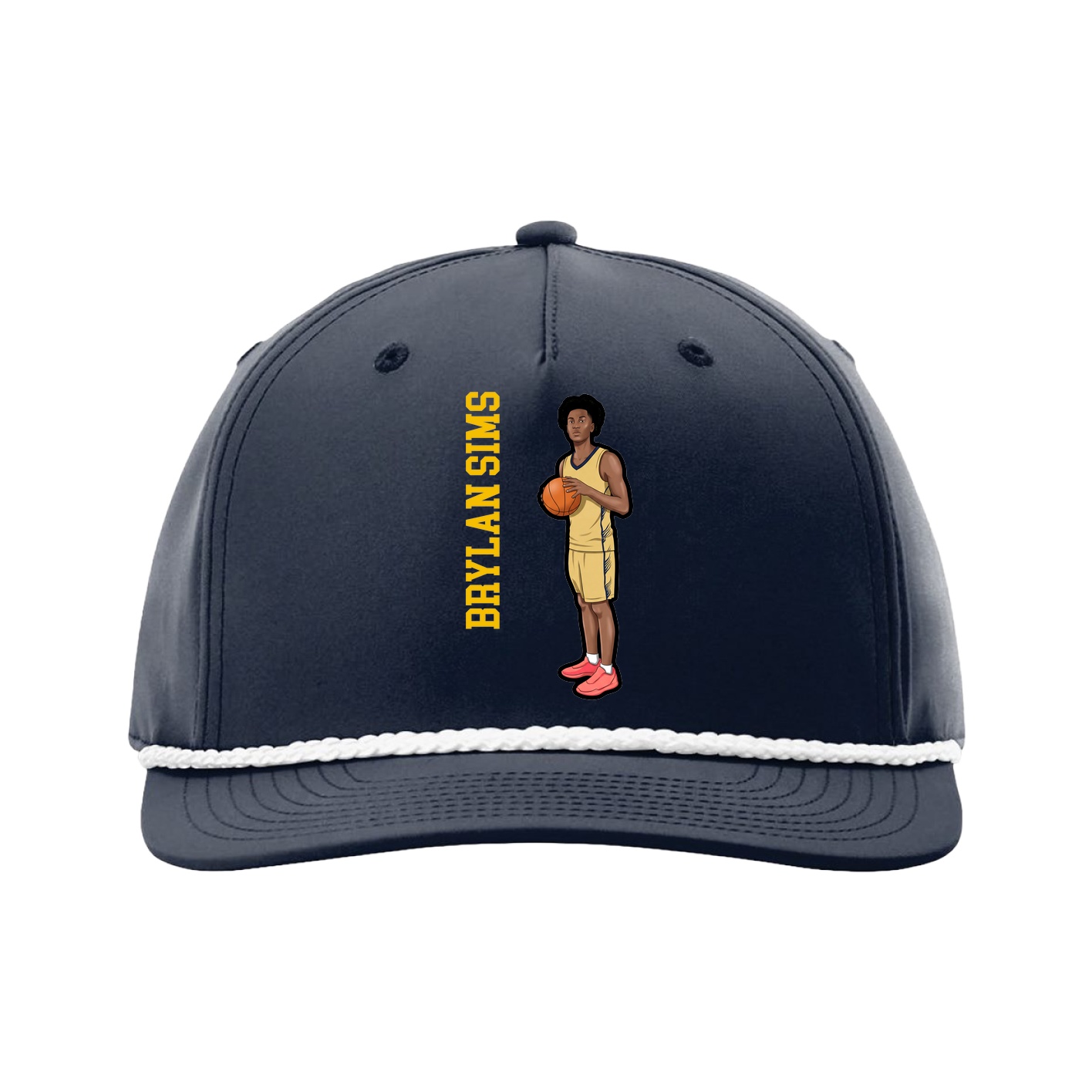Five-Panel Classic Rope Cap — Name Vertical in Navy