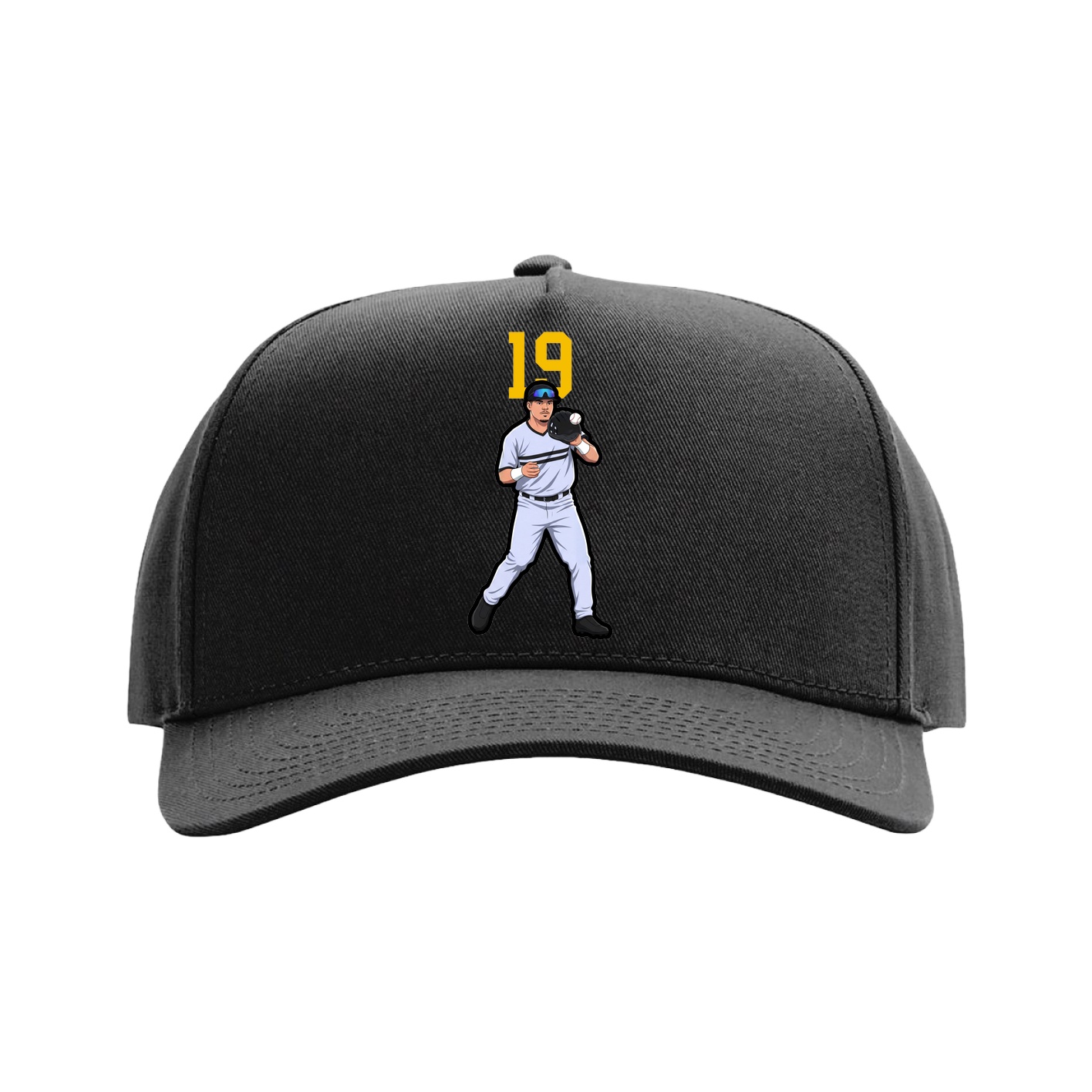 Full Fabric Five-Panel Champ Cap — Number Top in Black